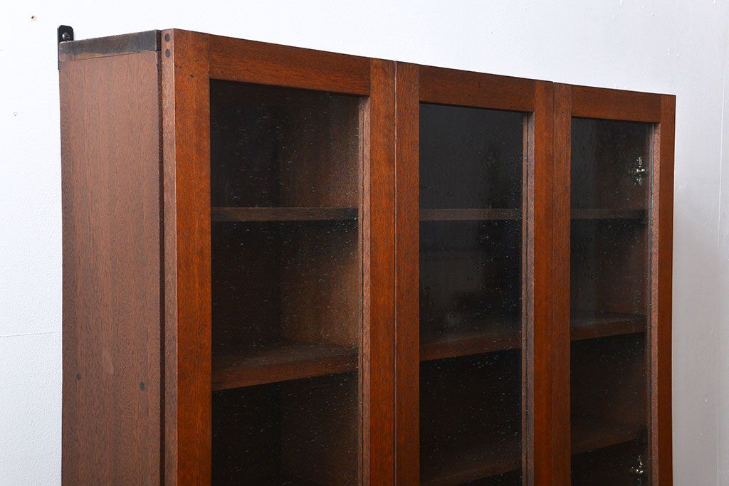 アンティーク家具　気泡ガラス入り!お洒落な壁掛けキャビネット