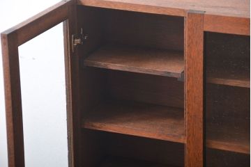 アンティーク家具　気泡ガラス入り!お洒落な壁掛けキャビネット