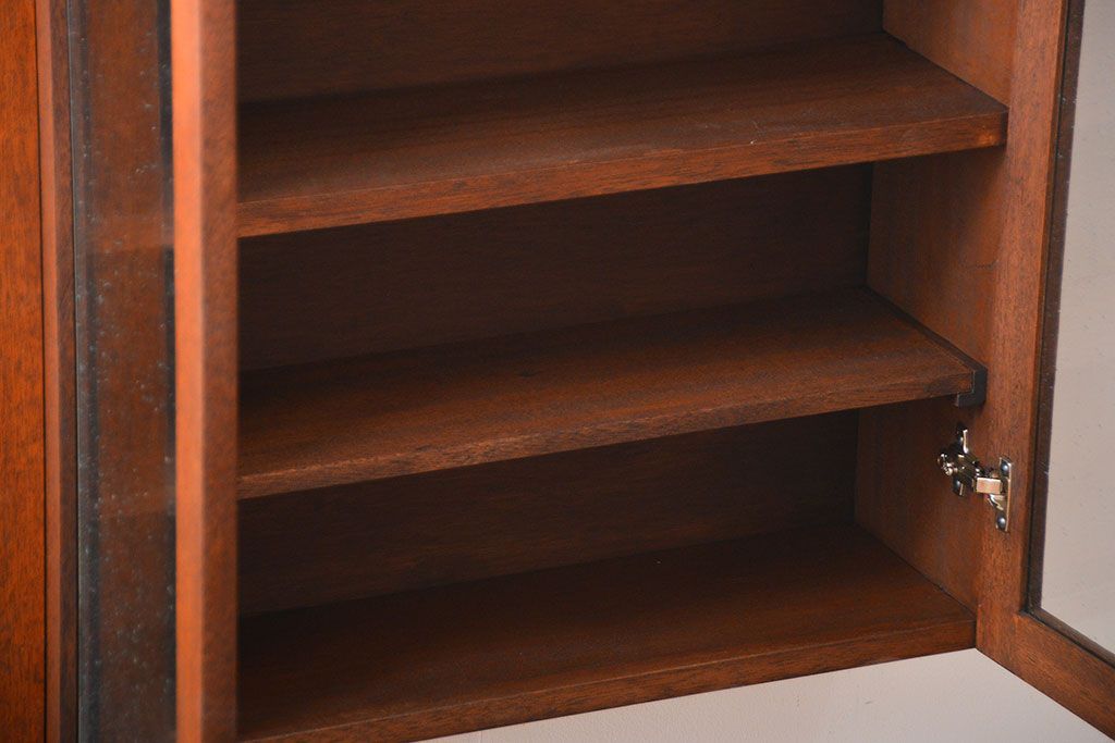 アンティーク家具　気泡ガラス入り!お洒落な壁掛けキャビネット