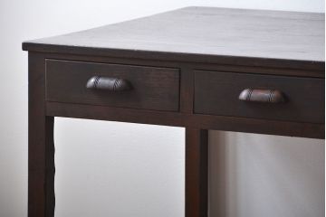 アンティーク家具　大正ロマン　総無垢栗材の片袖机
