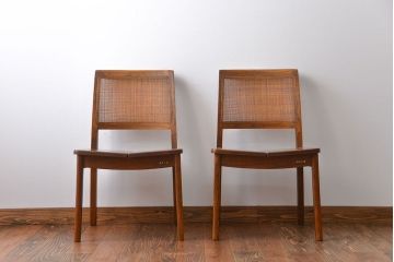 中古　浜本工芸　ナラ材のダイニングチェア2脚セット(1)