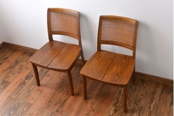 中古　浜本工芸　ナラ材のダイニングチェア2脚セット(1)