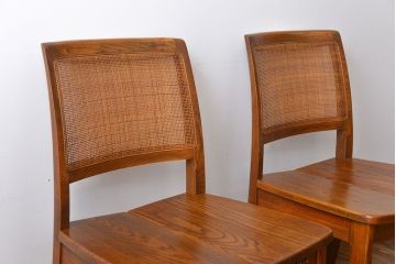 中古　浜本工芸　ナラ材のダイニングチェア2脚セット(1)