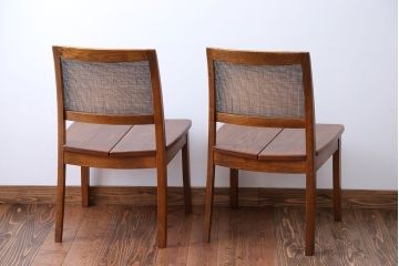 中古　浜本工芸　ナラ材のダイニングチェア2脚セット(1)
