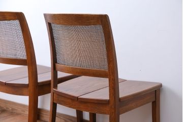 中古　浜本工芸　ナラ材のダイニングチェア2脚セット(1)