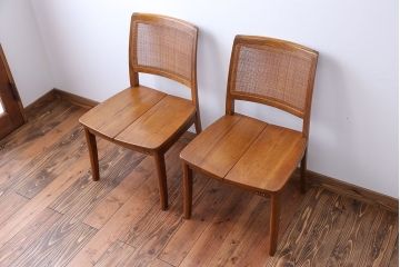 中古　浜本工芸　ナラ材のダイニングチェア2脚セット(2)