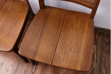 中古　浜本工芸　ナラ材のダイニングチェア2脚セット(2)