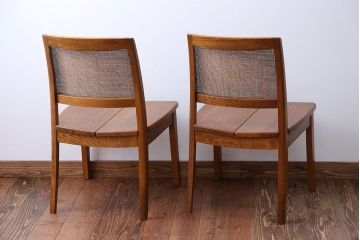中古　浜本工芸　ナラ材のダイニングチェア2脚セット(2)