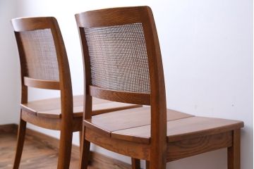 中古　浜本工芸　ナラ材のダイニングチェア2脚セット(2)