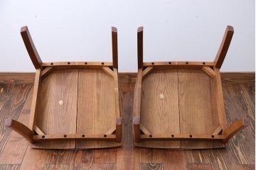 中古　浜本工芸　ナラ材のダイニングチェア2脚セット(2)