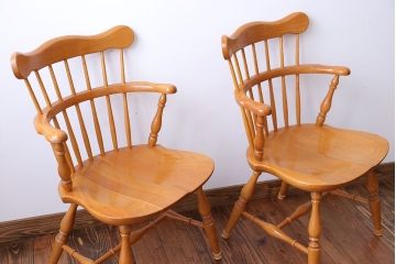 中古　柏木工　ナラ材のダイニングチェア2脚セット(1)
