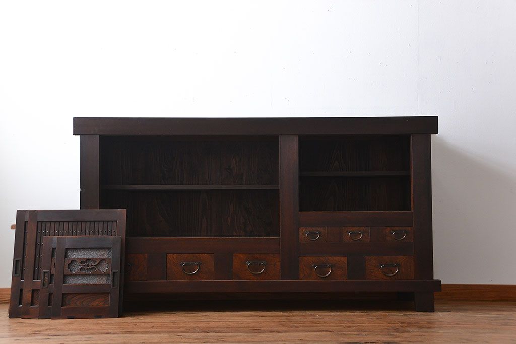 アンティーク家具　古民具・骨董　脚付き水屋箪笥サイドボード(2)