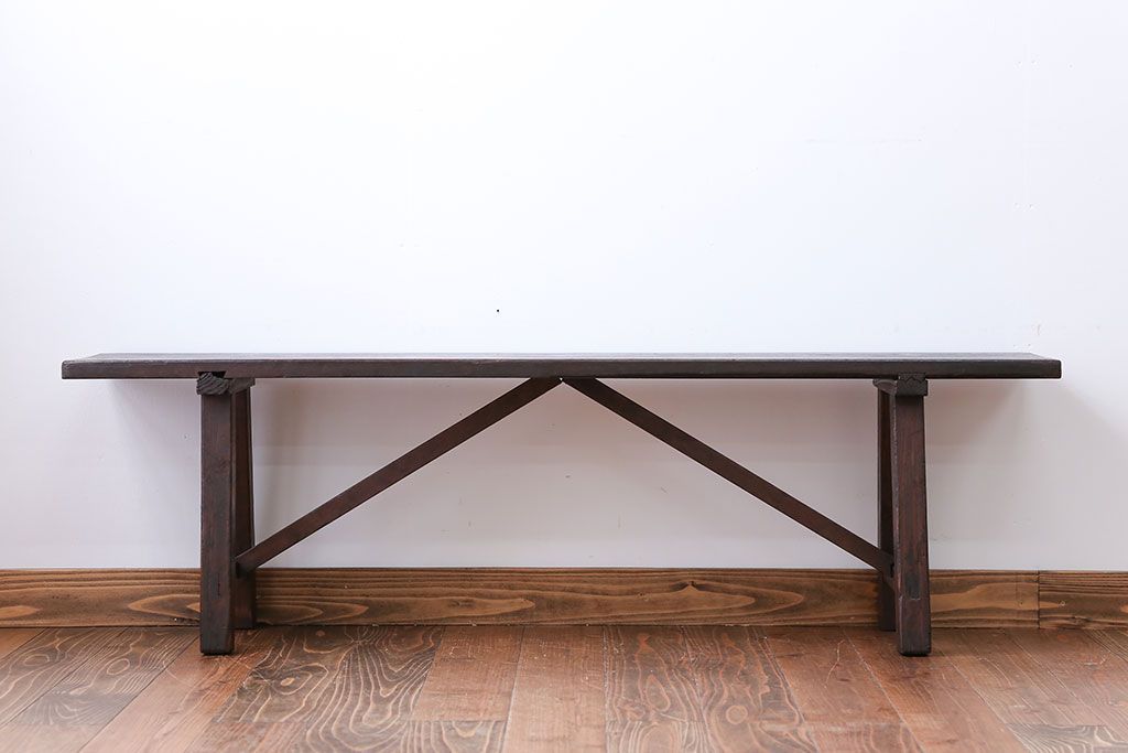 アンティーク家具　アンティーク　古い木でできた味のあるベンチ