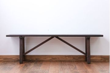 アンティーク家具　アンティーク　古い木でできた味のあるベンチ