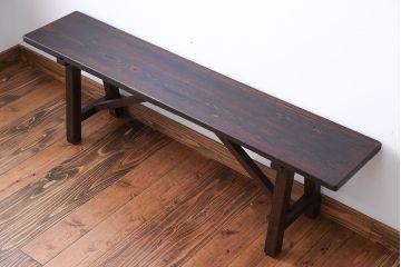 アンティーク家具　アンティーク　古い木でできた味のあるベンチ