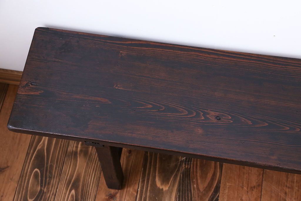 アンティーク家具　アンティーク　古い木でできた味のあるベンチ