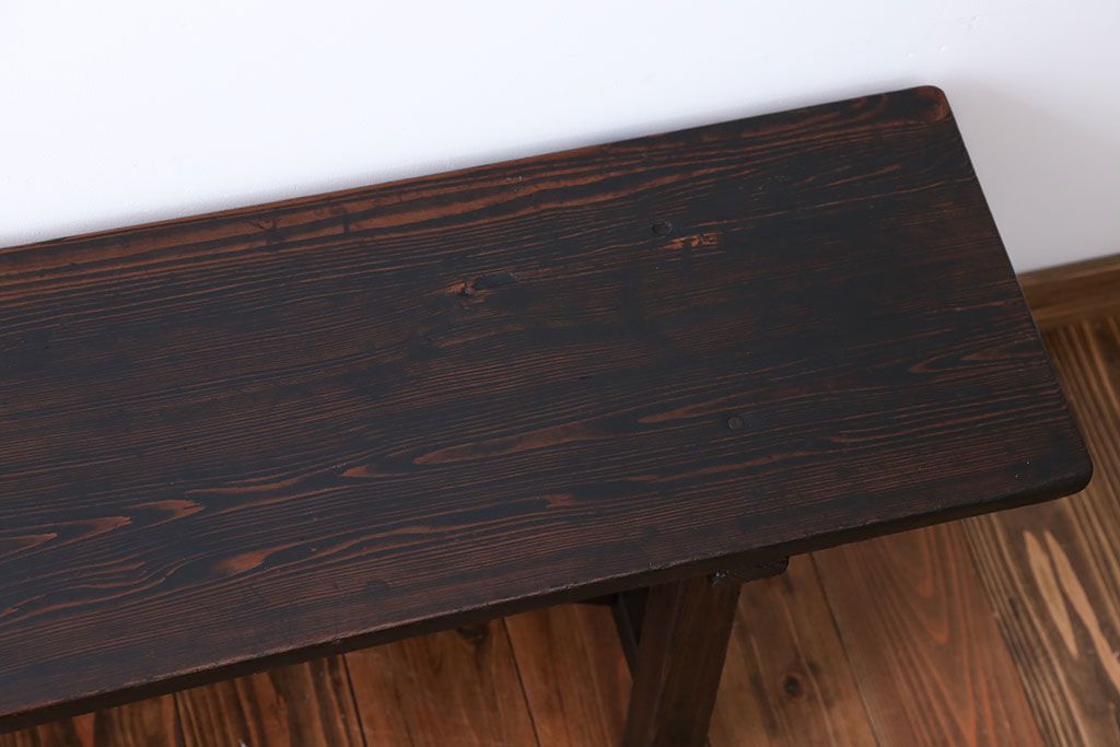 アンティーク家具　アンティーク　古い木でできた味のあるベンチ