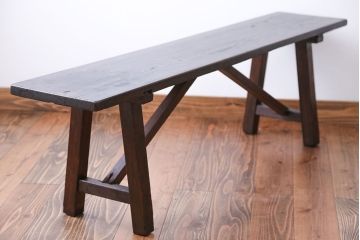 アンティーク家具　アンティーク　古い木でできた味のあるベンチ