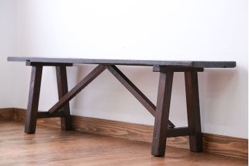 アンティーク家具　アンティーク　古い木でできた味のあるベンチ