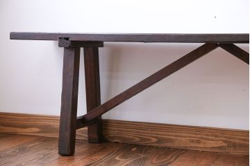 アンティーク家具　アンティーク　古い木でできた味のあるベンチ