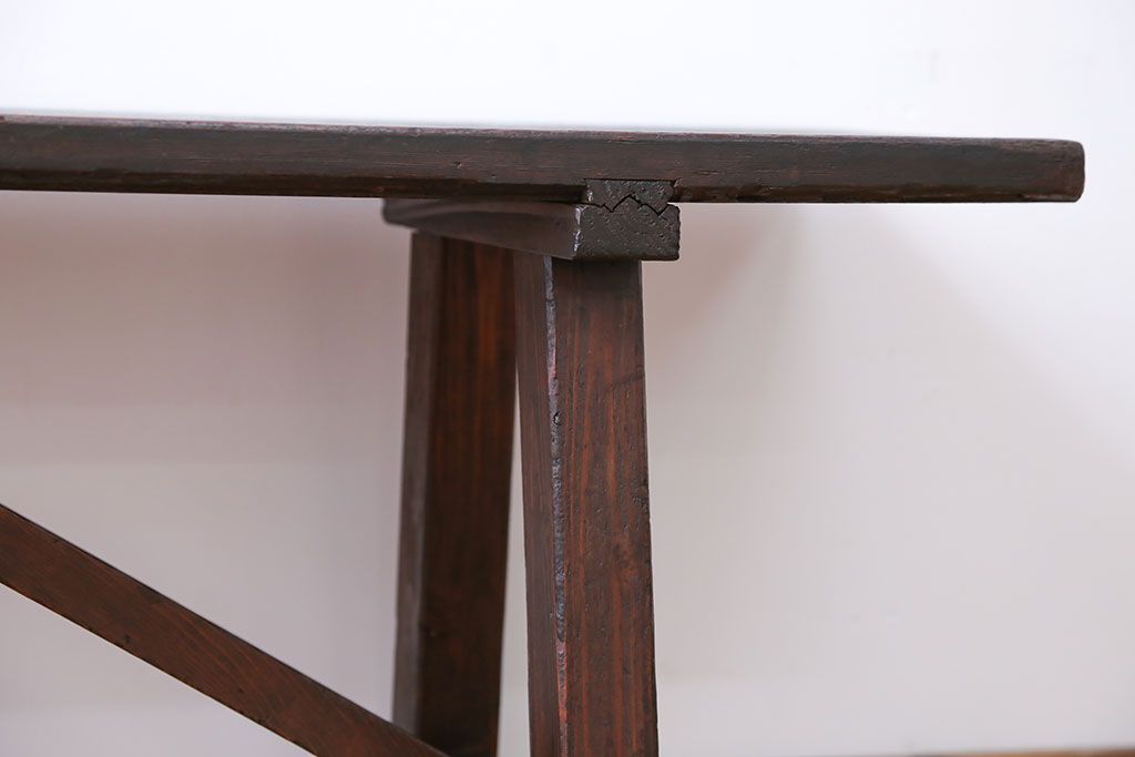 アンティーク家具　アンティーク　古い木でできた味のあるベンチ