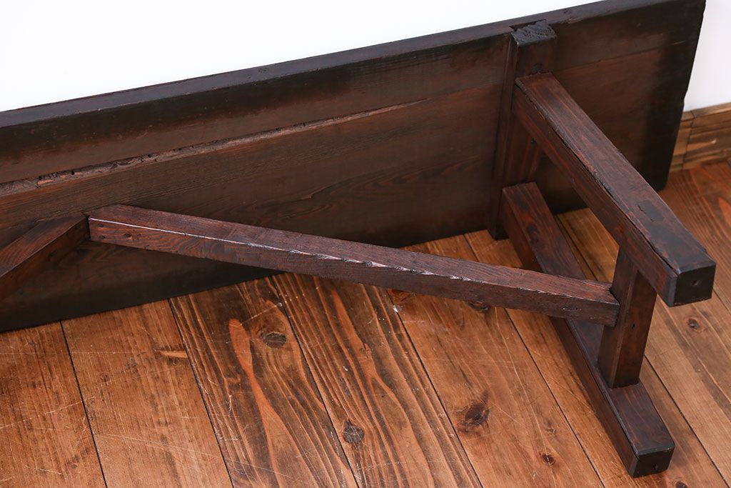 アンティーク家具　アンティーク　古い木でできた味のあるベンチ