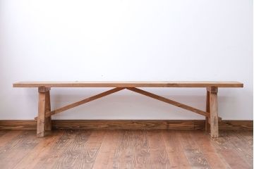 アンティーク家具　アンティーク　優しい木味のベンチ