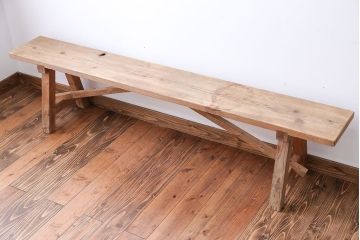 アンティーク家具　アンティーク　優しい木味のベンチ