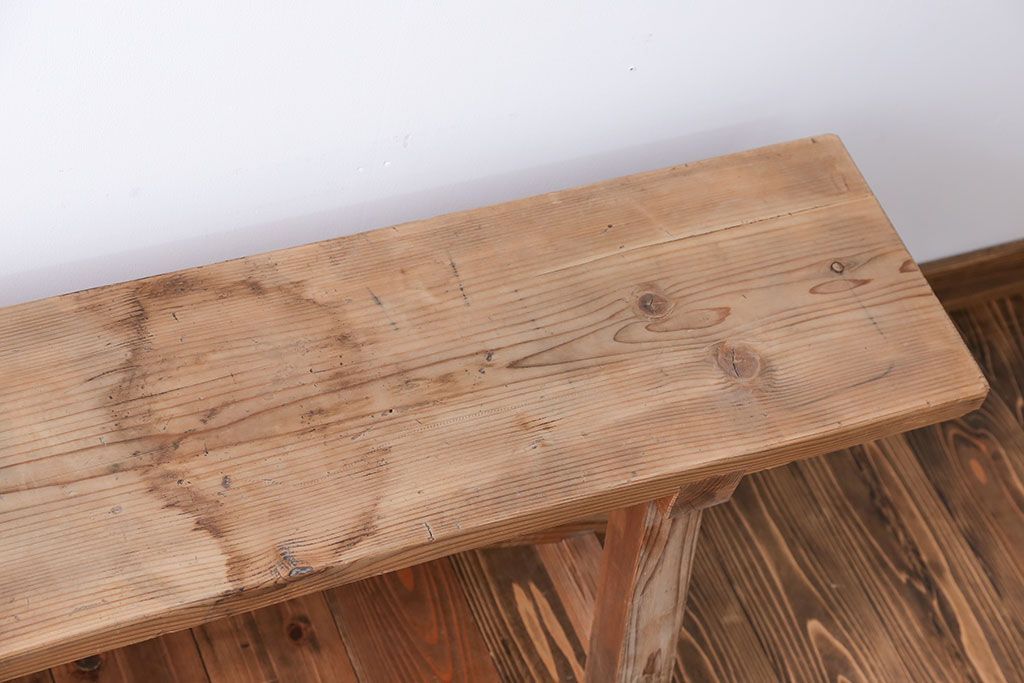 アンティーク家具　アンティーク　優しい木味のベンチ