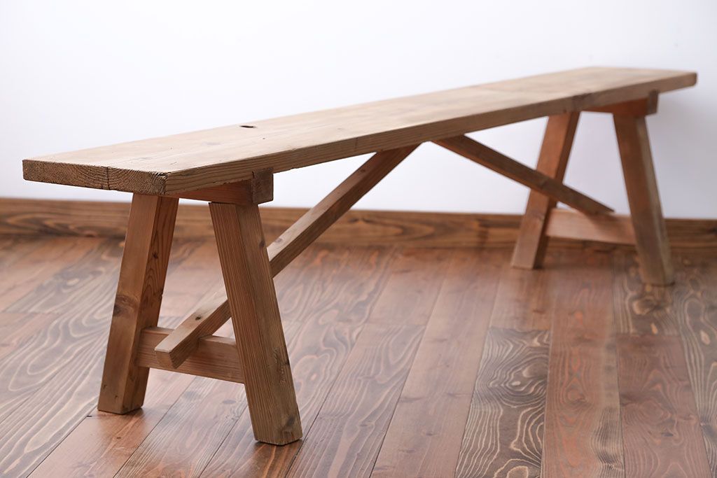 アンティーク家具　アンティーク　優しい木味のベンチ