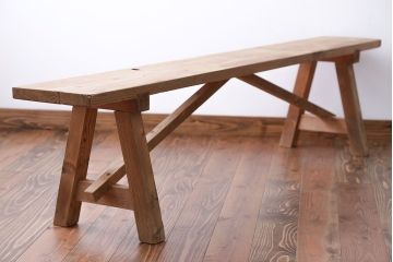 アンティーク家具　アンティーク　優しい木味のベンチ