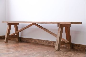 アンティーク家具　アンティーク　優しい木味のベンチ