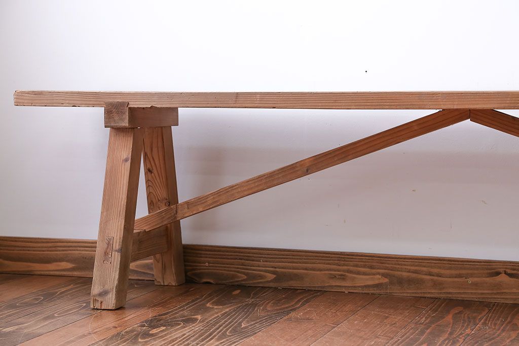 アンティーク家具　アンティーク　優しい木味のベンチ