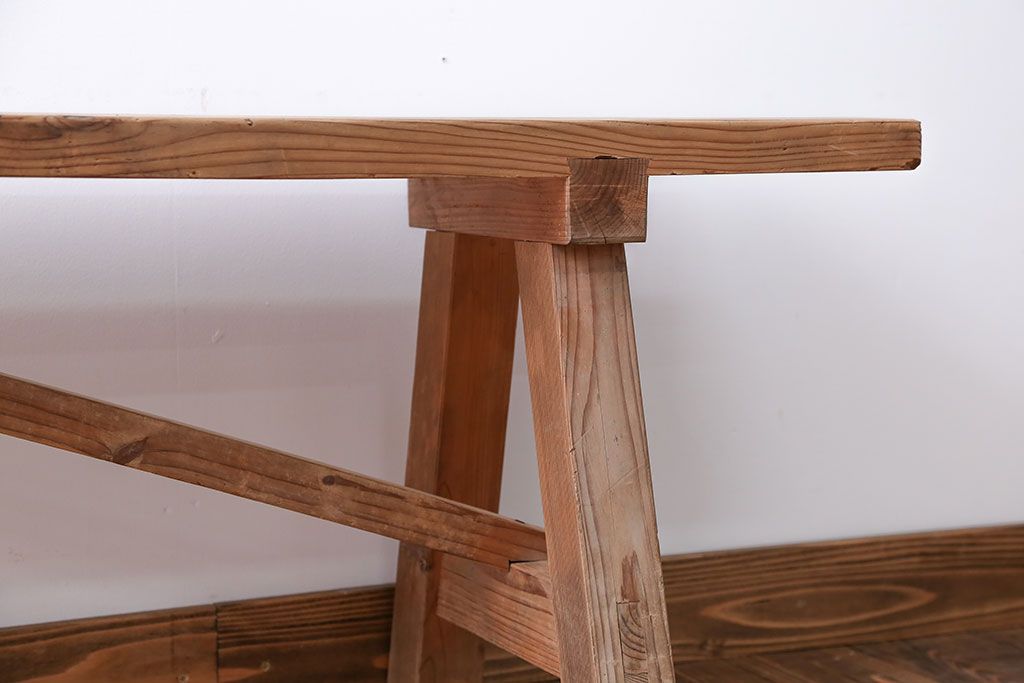 アンティーク家具　アンティーク　優しい木味のベンチ