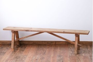 アンティーク家具　アンティーク　優しい木味のベンチ