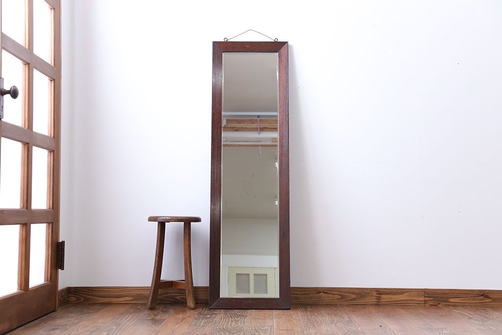 アンティーク雑貨　アンティーク　木味が素敵な縦型鏡