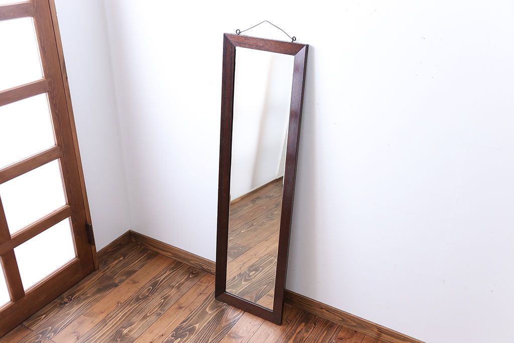 アンティーク雑貨　アンティーク　木味が素敵な縦型鏡
