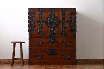 アンティーク家具　古民具・骨董　前面欅材!観音開き時代箪笥