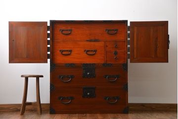 アンティーク家具　古民具・骨董　前面欅材!観音開き時代箪笥