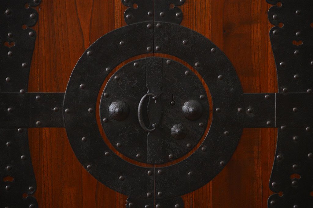 アンティーク家具　古民具・骨董　前面欅材!観音開き時代箪笥