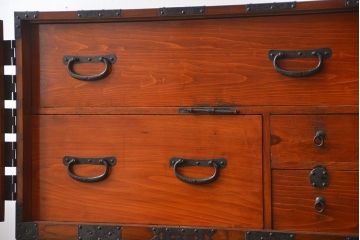 アンティーク家具　古民具・骨董　前面欅材!観音開き時代箪笥