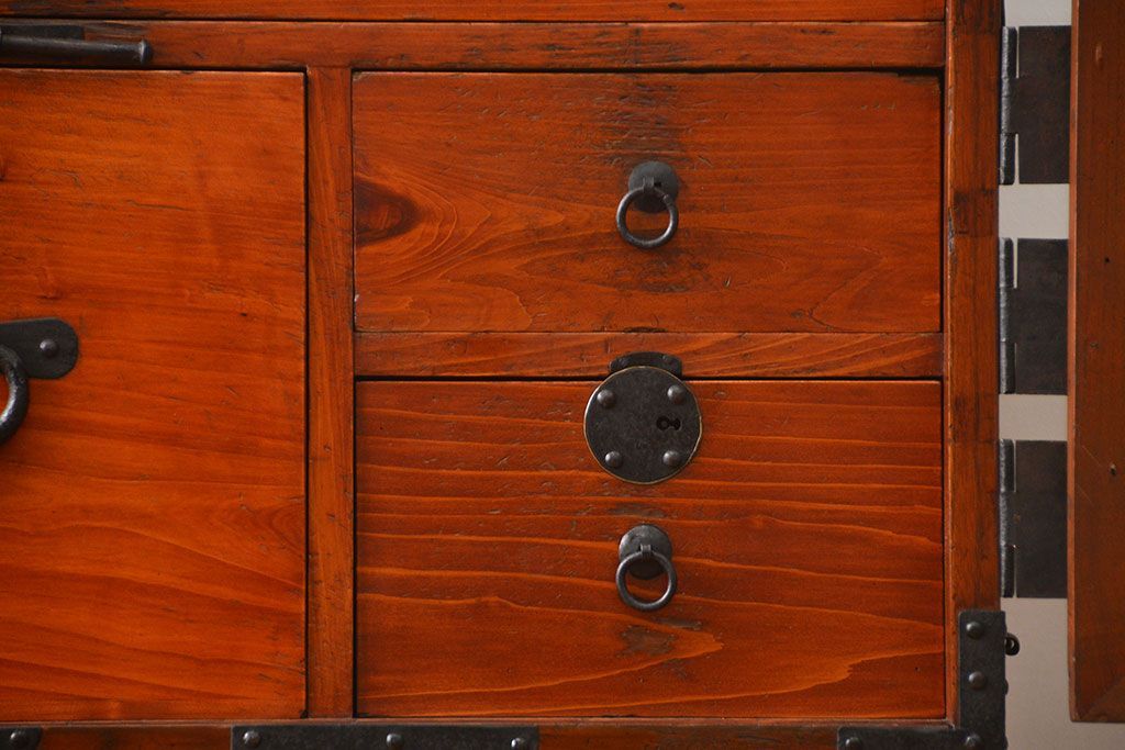 アンティーク家具　古民具・骨董　前面欅材!観音開き時代箪笥