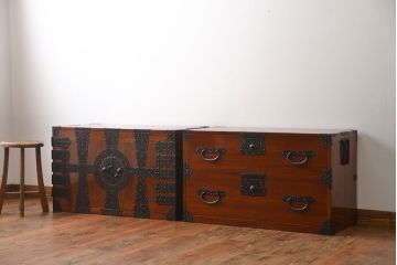 アンティーク家具　古民具・骨董　前面欅材!観音開き時代箪笥