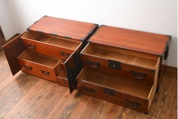 アンティーク家具　古民具・骨董　前面欅材!観音開き時代箪笥