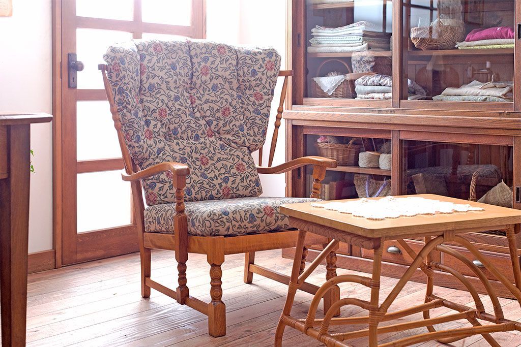 中古　フランス製　1人掛けソファ(シングルソファ)(1)