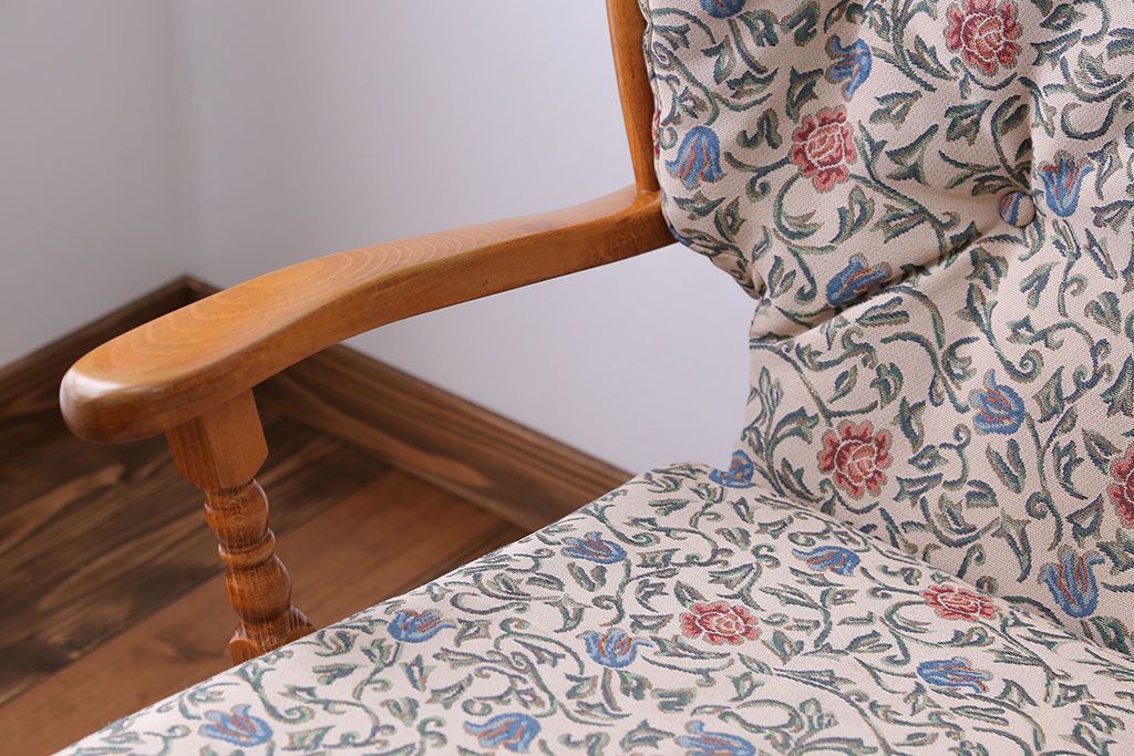 中古　フランス製　1人掛けソファ(シングルソファ)(1)