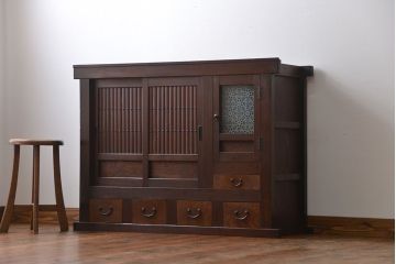 アンティーク家具　古民具・骨董　4尺水屋箪笥サイドボード