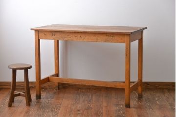 アンティーク家具　イギリスアンティーク　古い学校の作業台(5)