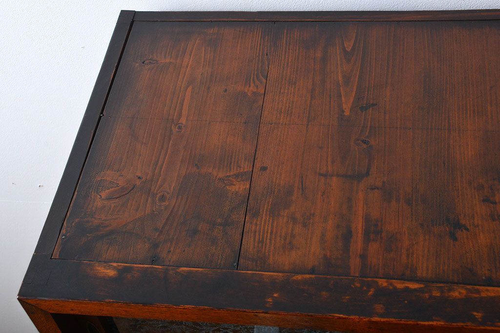 レトロ家具　昭和レトロ　グルーチップガラス食器棚