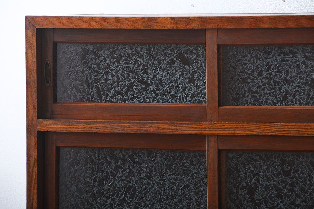 レトロ家具　昭和レトロ　グルーチップガラス食器棚